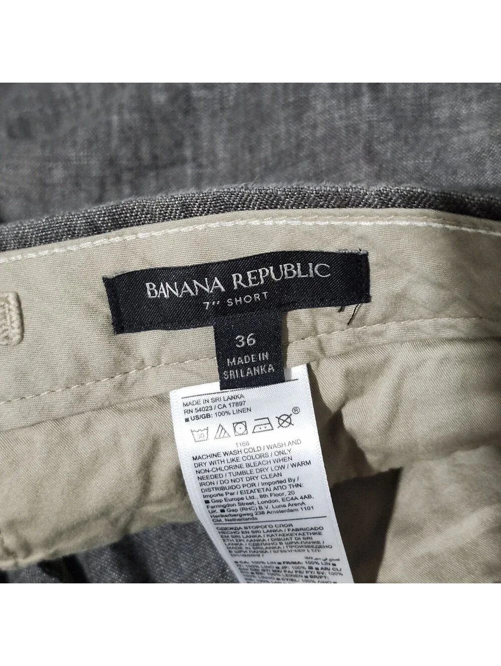 Banana Republic 100% Linen Chino Flat Front Summer Beach Preppy Shorts Mens 36